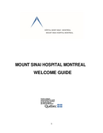 WELCOME GUIDE MOUNT SINAI HOSPITAL MONTREAL