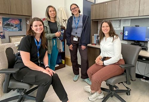 Members of the Mobile Stroke Rehab Team visit Donald Berman Maimonides Geriatric Centre. From left: Aurélie Hawes, Occupational Therapist and Program Liaison; Sharon Ho, Physiotherapist; Nicole Amir, Speech-Language Pathologist and Alexie Marleau Occupational Therapist.