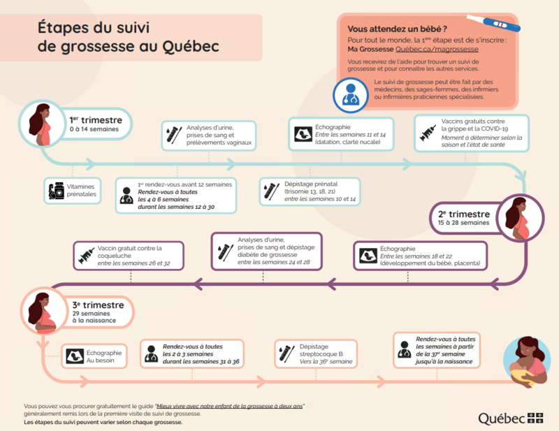 Étapes du suivi de grossesse au Québec