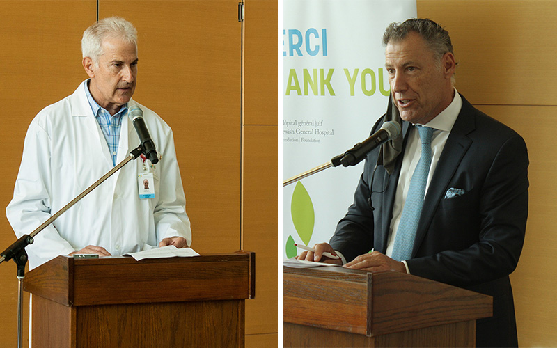 Dr. Ruby Friedman, Associate Director, Geriatric Medicine, Jewish General Hospital and Marty Lieberman, who spoke at the dedication ceremony as his family’s representative