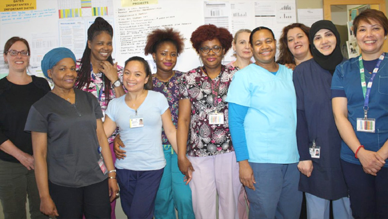 Clinician Jodie Little (far left) and the nursing team on Kastner 3 reported a successful experience following the first phase of the OPUS-AP project.